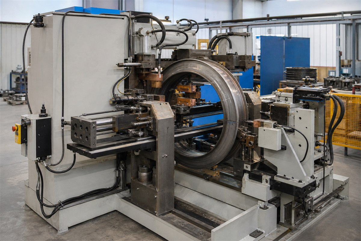 Flash and resistance welding machine configured for steel wheel rims